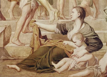 Detalj av St. Cecilia som deler ut almisser ca. 1612-15 (detalj av 438851)